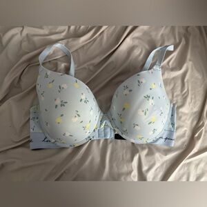 PINK Baby Blue Floral Push-Up Bra